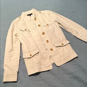 Talbots Cream Utility Jacket with Gold Accents